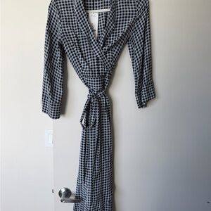 Ganni blue and navy blue Checkered Wrap Dress